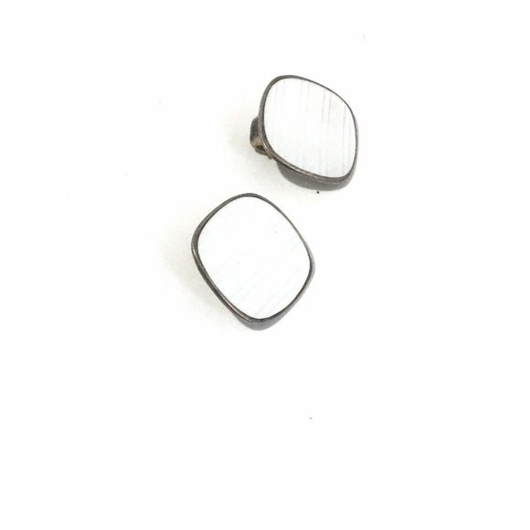 Aksel Holmsen Norway Sterling Enamel Square Clip On Earrings - Picture 10 of 10